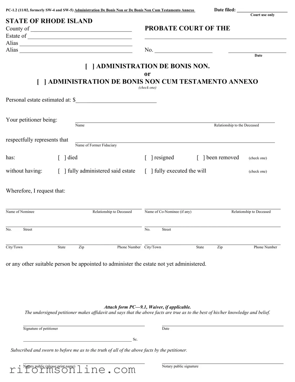 Rhode Island Pc 1 2 Form