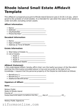 Official Rhode Island Small Estate Affidavit Document