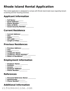 Official Rhode Island Rental Application Document
