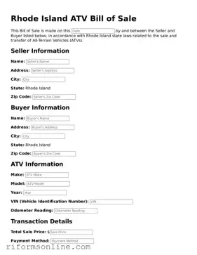 Official Rhode Island ATV Bill of Sale Document