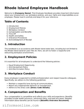 Official Rhode Island Employee Handbook Document