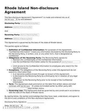 Official Rhode Island Non-disclosure Agreement Document