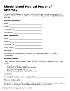 Official Rhode Island Medical Power of Attorney Document