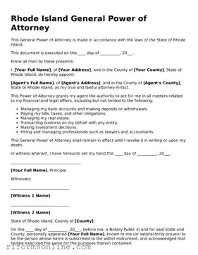 Official Rhode Island General Power of Attorney Document