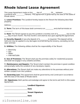 Official Rhode Island Lease Agreement Document