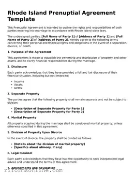 Official Rhode Island Prenuptial Agreement Document