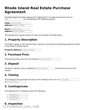 Official Rhode Island Real Estate Purchase Agreement Document