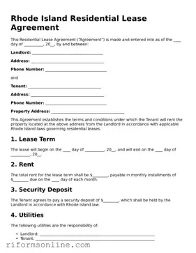 Official Rhode Island Residential Lease Agreement Document